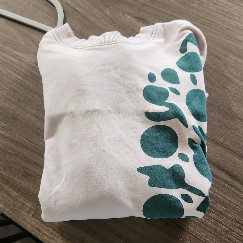 Free People Pale Pink Pullover with Teal Botanical Motif - Picture 7 of 9